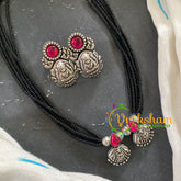Temple Black Bead Short Chain -S0097